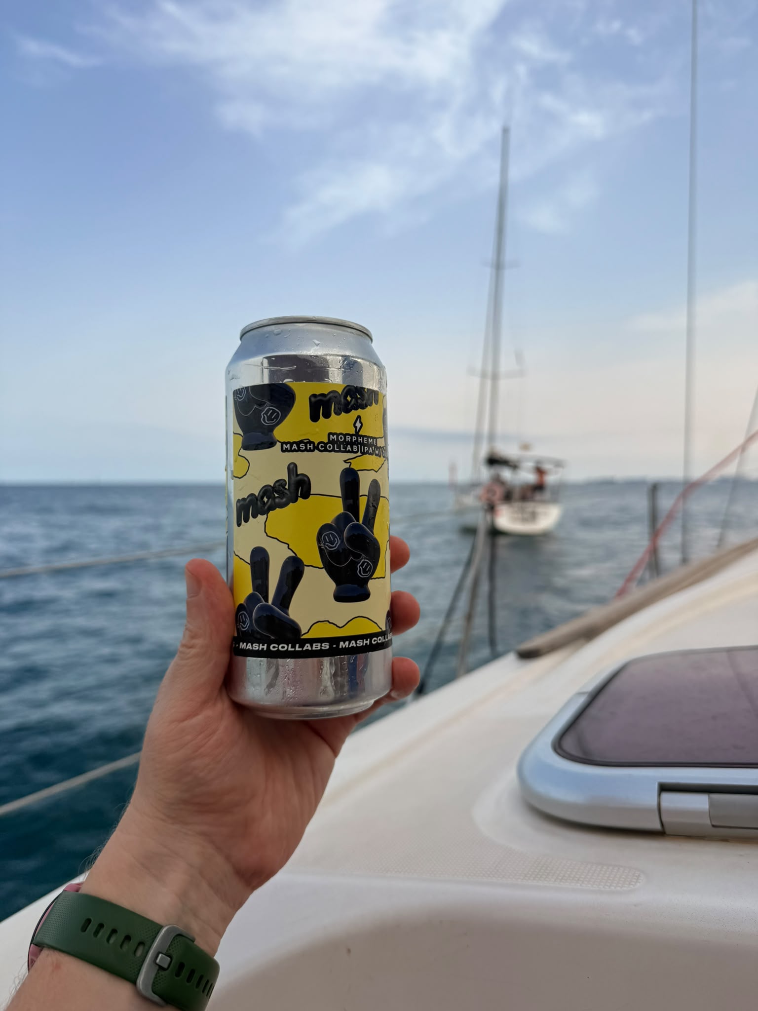 A cold drink out on the water